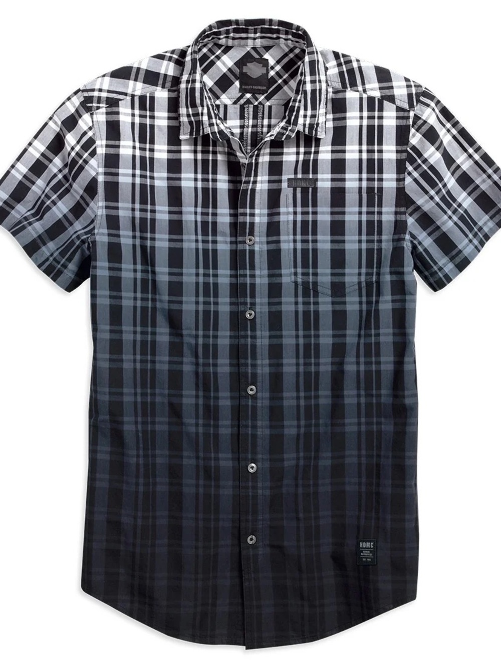 Harley Davidson Dip Dye Plaid Short Sleeve Button Down Shirt Size Large